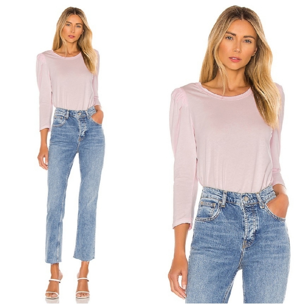 A.L.C. Karlie Pink Long Sleeve Tee Puff Top